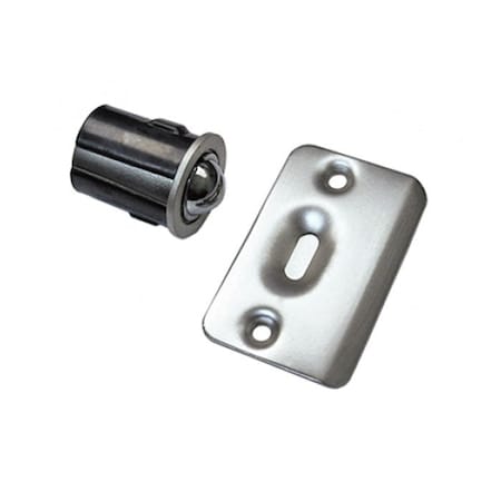 Cal-Royal Adjustable Drive-In Ball Catch Full Lip Strike, 1-3/8 x 2-1/4 Round Corner Strike, US26 Bright DIB1-26